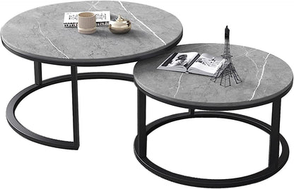 Nested Coffee Table – Round Stacking Coffee Tables Gray Coffee Table