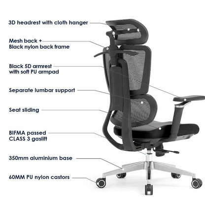 Premium Ergonomic Mesh Office Chair – High Back, Breathable, Home & Office Use