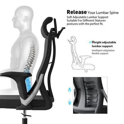Ergonomic High Back Mesh Office Chair – Adjustable Lumbar Support & Breathable Design