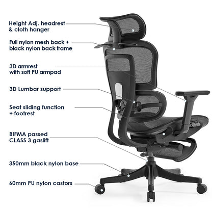 Ergonomic Mesh Office Chair – High Back Desk Chair with Lumbar Support & Adjustable Height