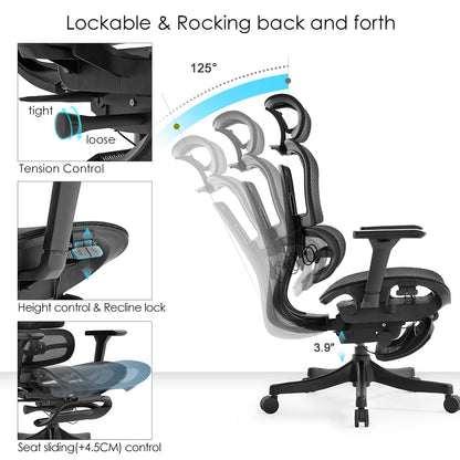 Ergonomic Mesh Office Chair – High Back Desk Chair with Lumbar Support & Adjustable Height