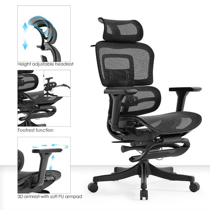 Ergonomic Mesh Office Chair – High Back Desk Chair with Lumbar Support & Adjustable Height