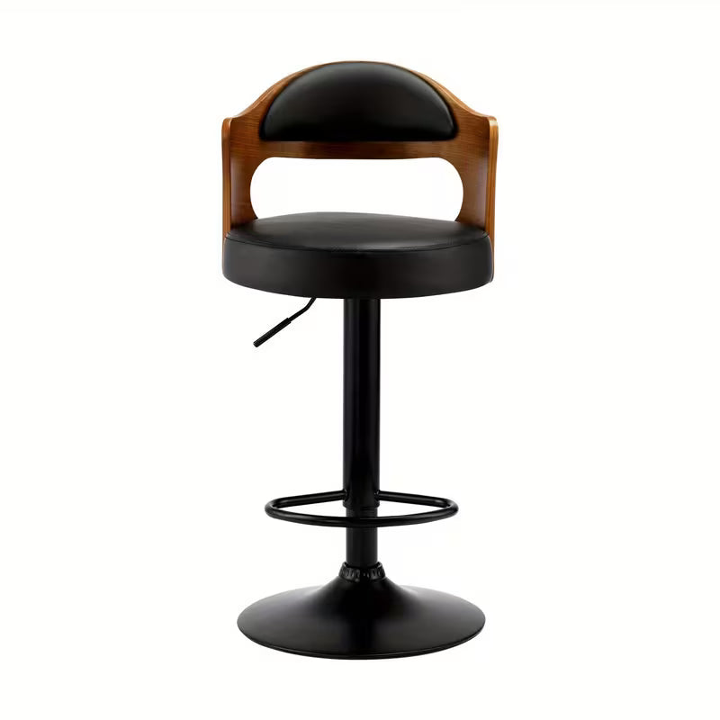 Set of 2 Swivel Bar Stools – Adjustable Gas Lift Kitchen Chairs, PU Leather Seat, Metal Base