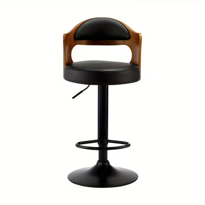 Set of 2 Swivel Bar Stools – Adjustable Gas Lift Kitchen Chairs, PU Leather Seat, Metal Base