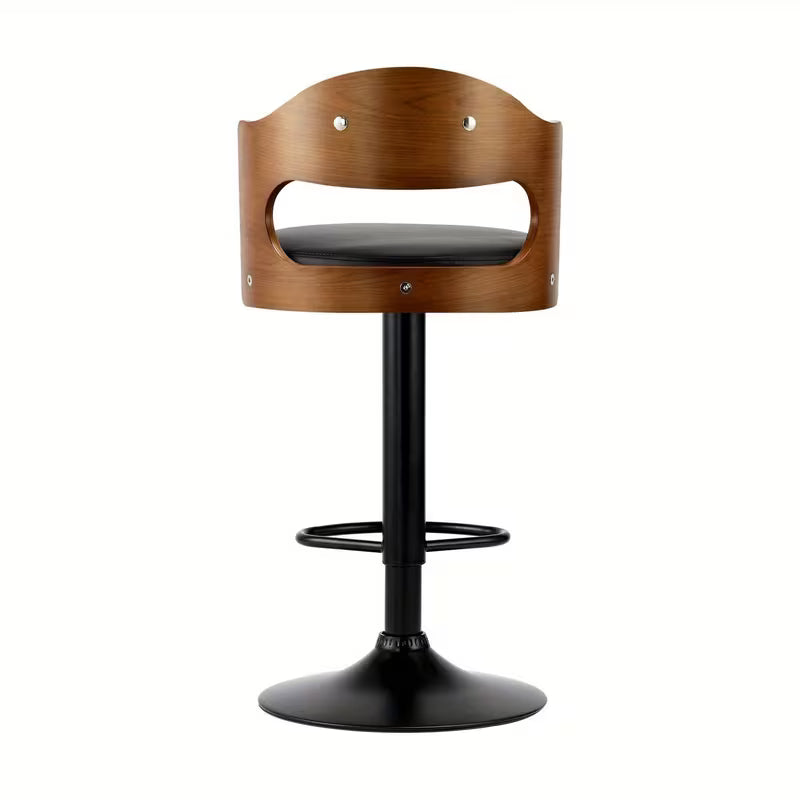 Set of 2 Swivel Bar Stools – Adjustable Gas Lift Kitchen Chairs, PU Leather Seat, Metal Base