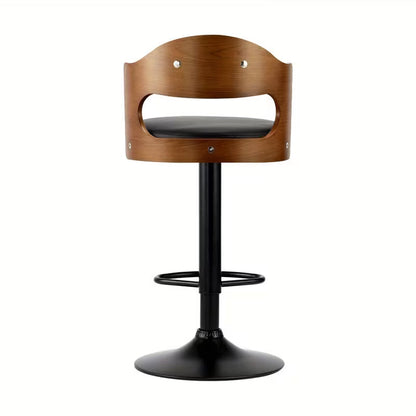 Set of 2 Swivel Bar Stools – Adjustable Gas Lift Kitchen Chairs, PU Leather Seat, Metal Base
