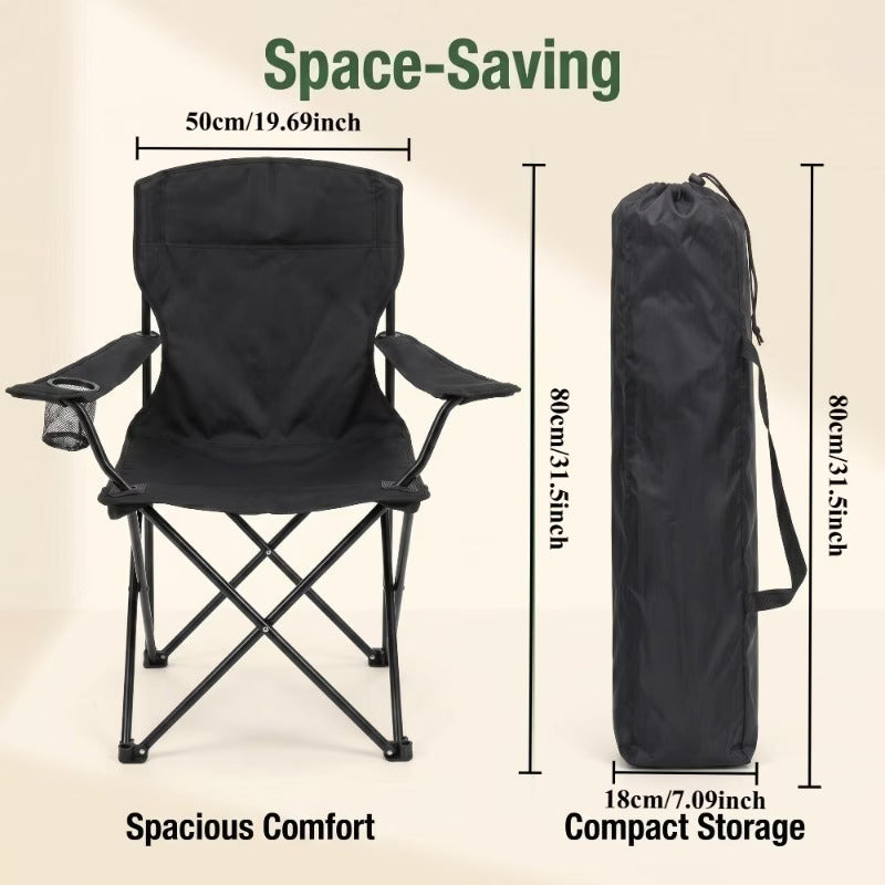 Lightweight Foldable Camping Chair with Cup Holder & Carry Bag