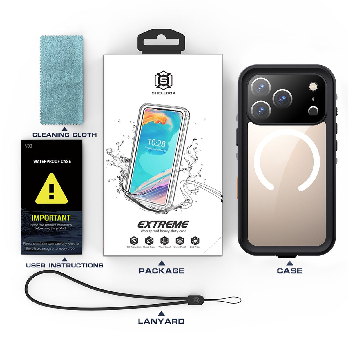 Heavy Duty Waterproof Case for iPhone 18 Pro