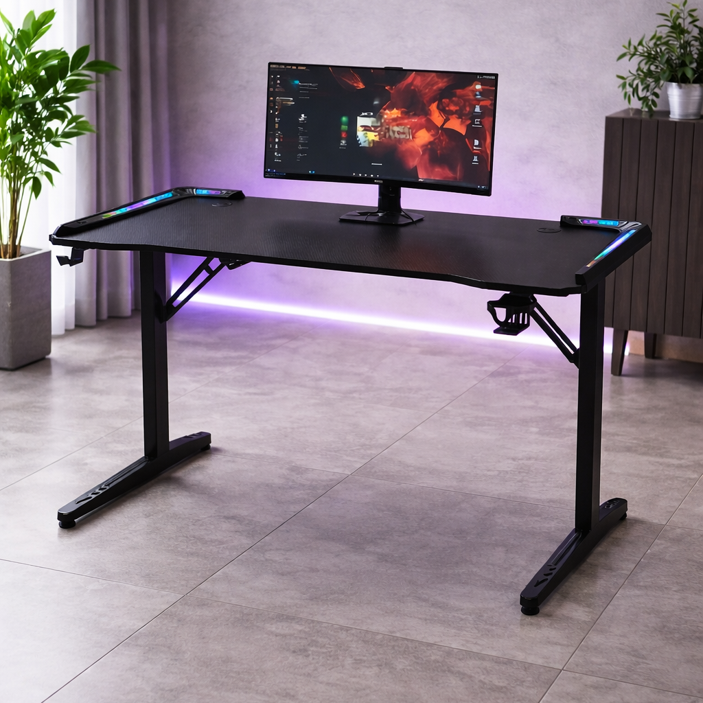 LED Gaming Desk And Gaming Chair Combo Complete gaming solution